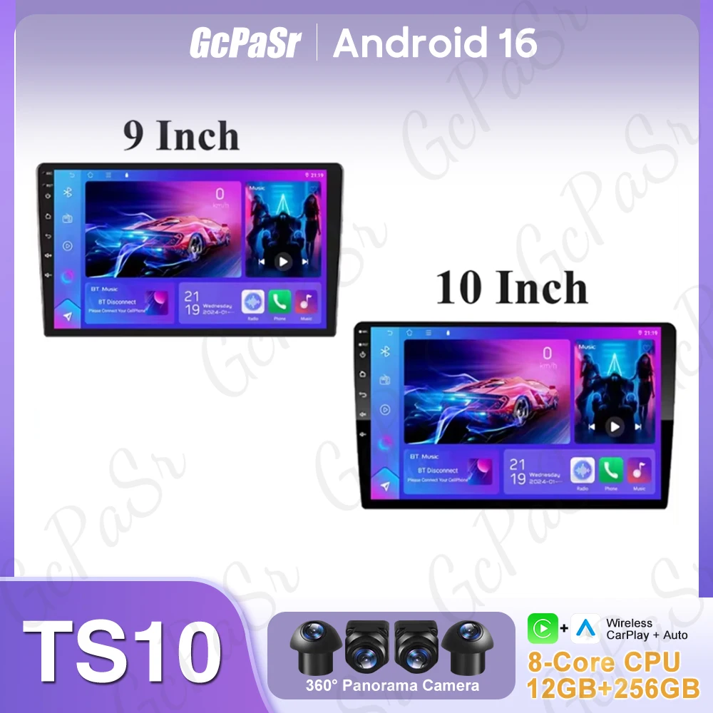

Android 16 universal 9/10 inch Car stereo CarPlay car radio Android Auto GPS multimedia player 2 DIN WiFi player QLED Screen BT