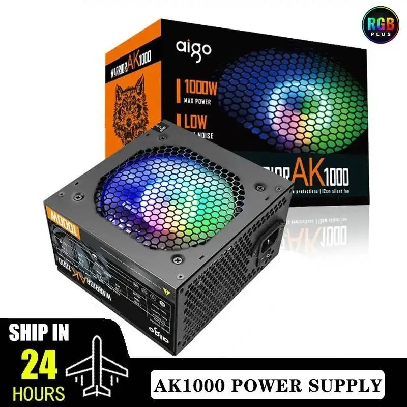 New! AK 500W 600W 700W 800W 1000W PC PSU Power Supply Unit Gaming 120mm RGB Fan 220V ATX Desktop computer Power Supply for BTC