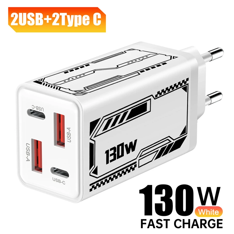 Lenovo 2USB 2Type-C Multi-Port-Ladegerät mit Mech-Muster 5V 2A 12W Geeignet für Apple- und Android-Handys UK EU US Ladegerät – Detail 7