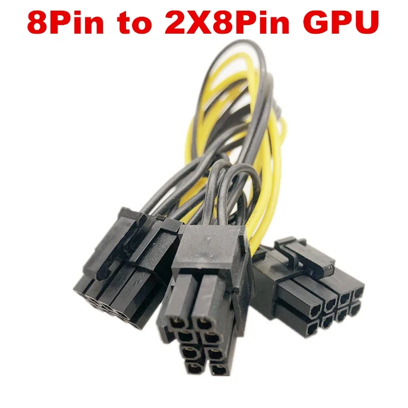 Graphics Card 8pin Male to GPU PCIE Dual 2 x 8(6+2)pin Male PCI-Express Y Splitter Miner GPU Power Supply Cable Cord 18AWG 20CM