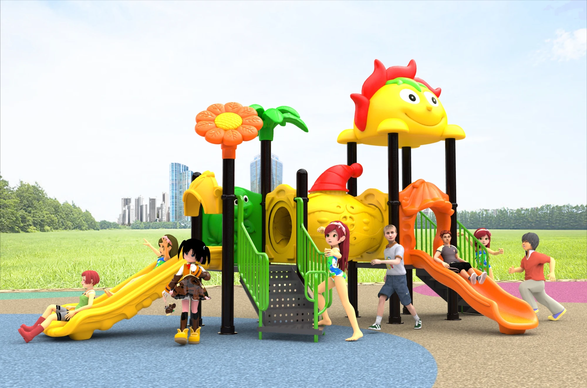 Amusement Park Slide Games Outdoor Swings Equipment Commercial Playground for Xiaowoniu07Outdoor2026