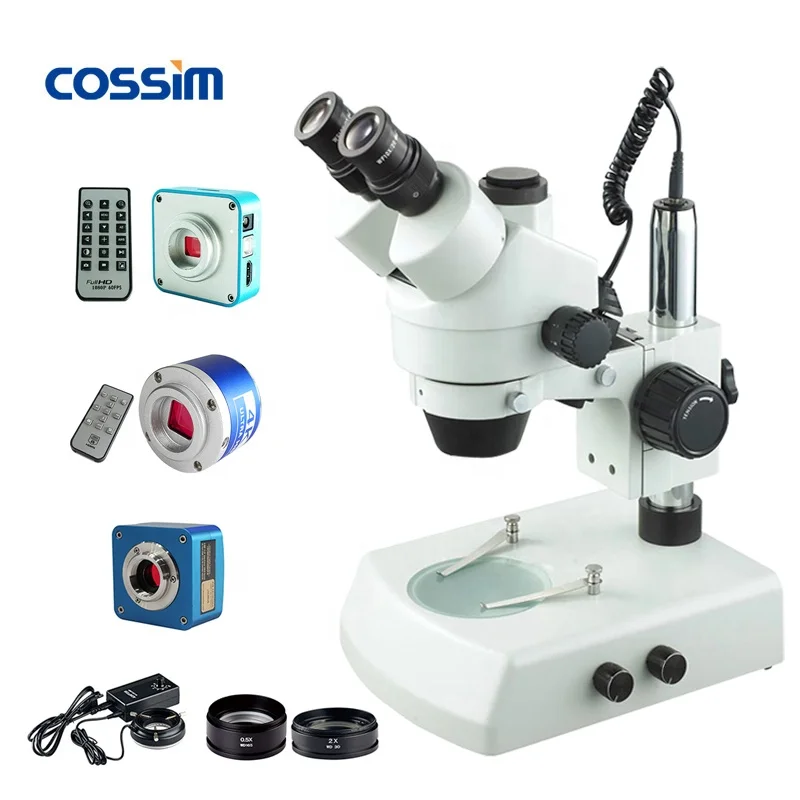 Trinocular Industrial Good Digital Usb HD-MI Camera Stereo Zoom Phone Microscope With B2 LED Light Adjustable Stand For Repair