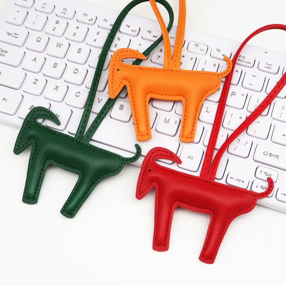Cartoon PU Leather Sheep Keychain Anti-Loss Strap Zodiac Goat Lamb Bag Charm Year of Goat Leather Backpack Pendant New Year Gift