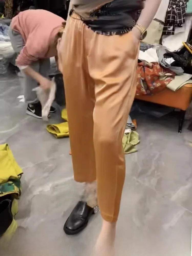 

Женские хлопковые широкие брюки, корейские брюки с высокой талией и девятью очками, юбка, брендовые повседневные брюки