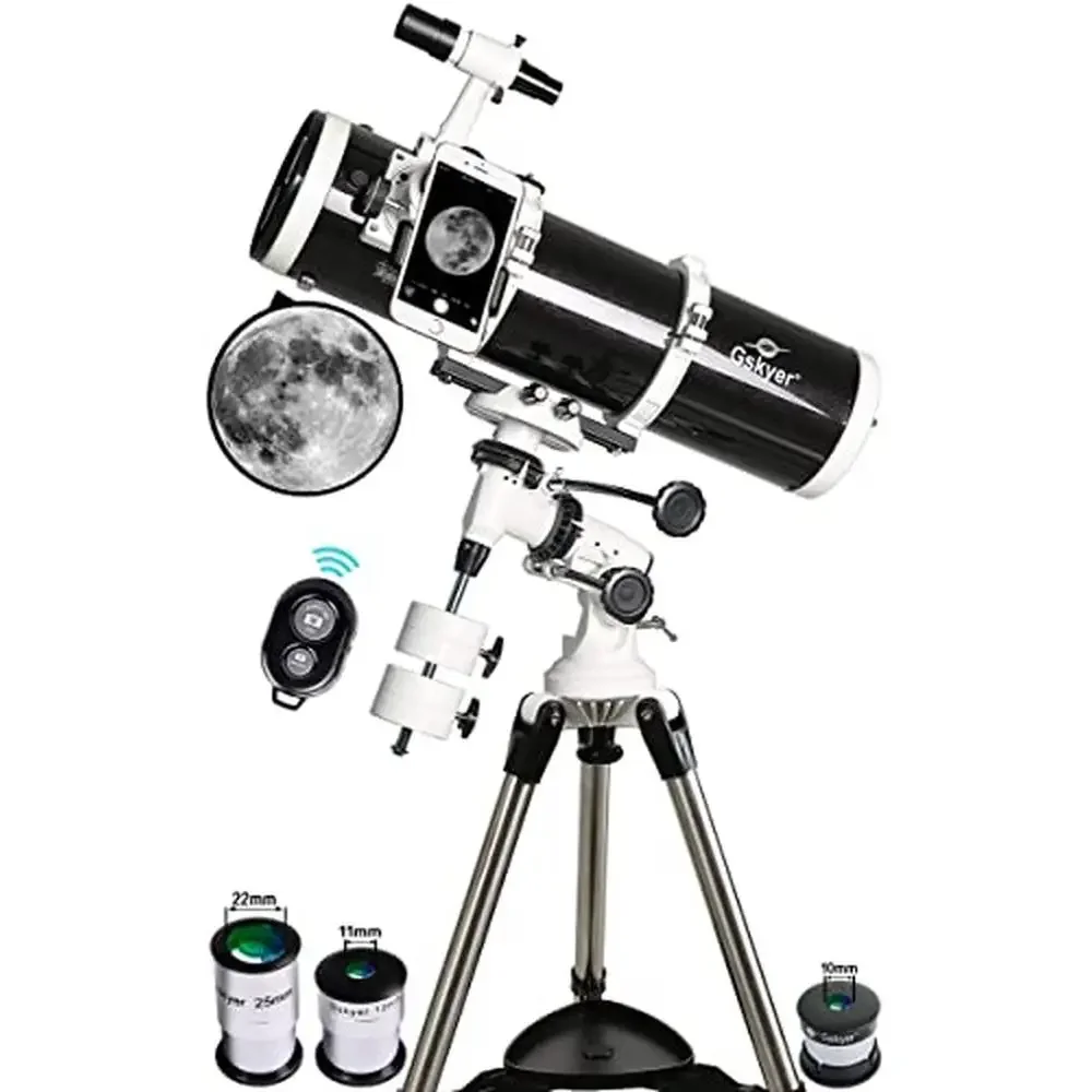 Professional Astronomical Reflector Telescope 130EQ German Technology Scope with 3 Eyepieces Barlow Lens Finderscope Tripod