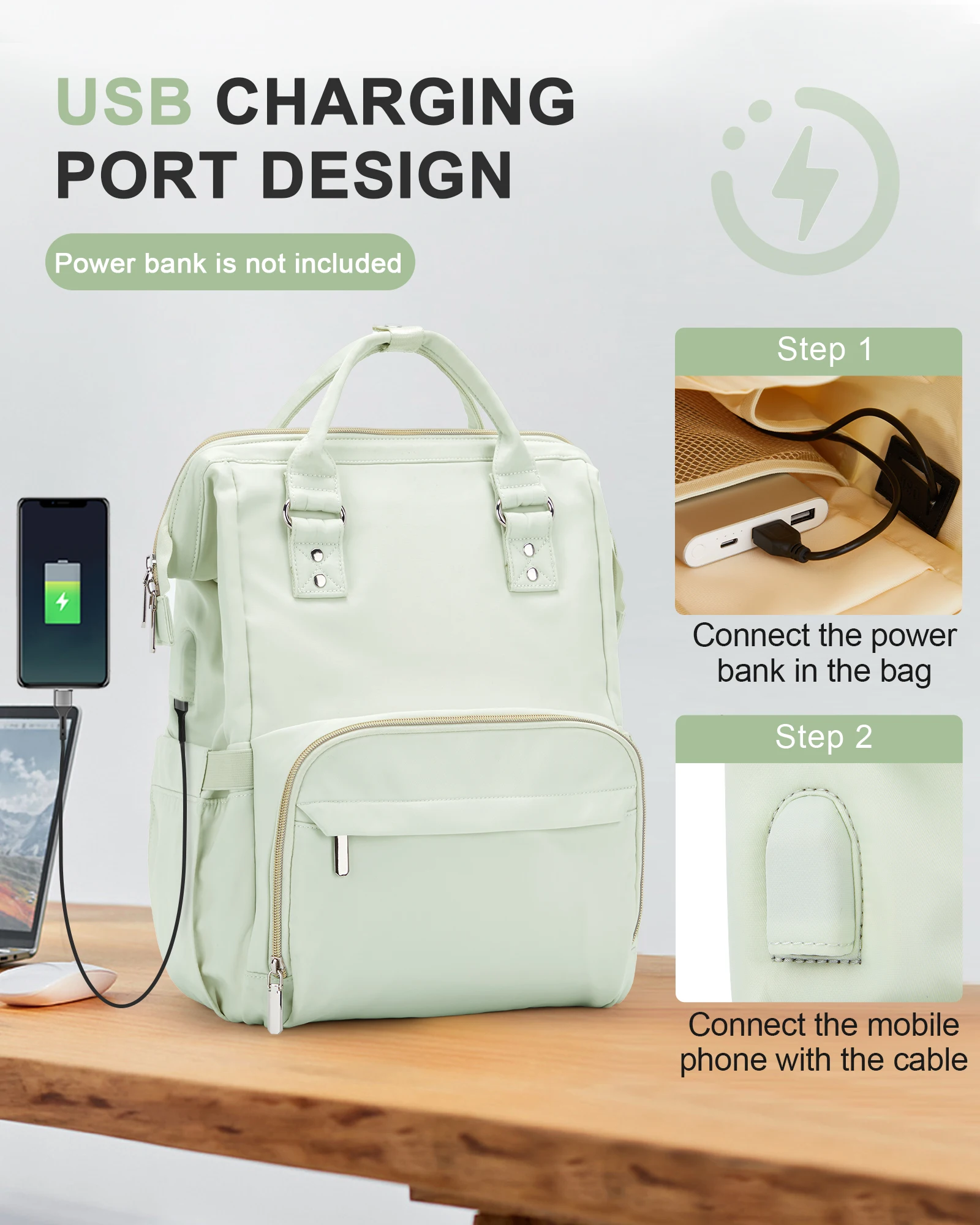 Laptop Backpack for Women Water Resistant Travel Work Backpacks Purse Stylish Business Teacher Nurse Computer Bag with USB Port