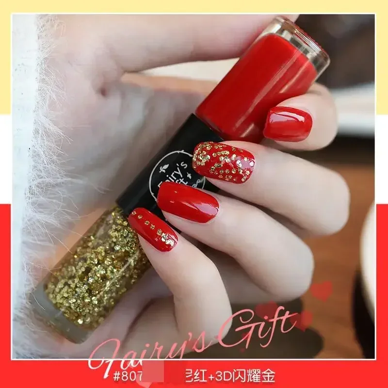 Two-color Double-headed Nail Polish No Bake Quick Dry Waterproof Lasting Non-peel Oily With 3D Sequins Nail Art Portable Compact