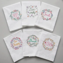 Servilleta de mesa bordada de 6 piezas, toalla de té para fiesta de boda, servilletas de tela de algodón absorbentes para el hogar, accesorios de cocina y comedor