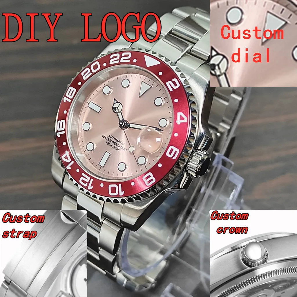 

Индивидуальные часы с серебряным корпусом 40 мм, роскошным сапфировым стеклом, асептическим циферблатом, механизмом NH35, модные часы.