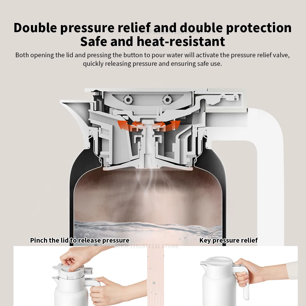 XIAOMI Mijia Thermos Kettle 1.5L 2L Vacuum Insulated Bottle Hot/Cold Drinks 316L stainless steel liner Double pressure relief