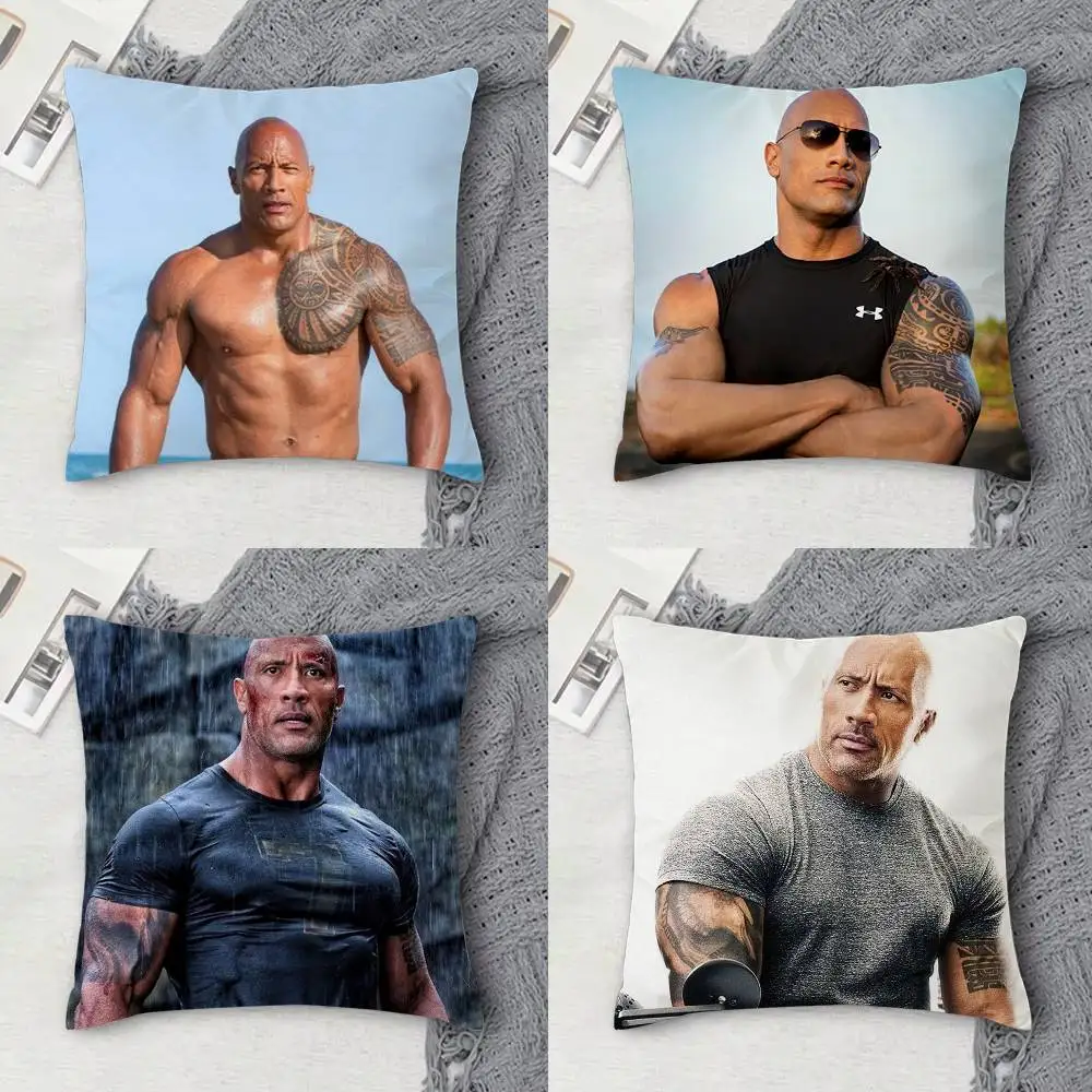 

D-Dwayne Johnson Double-sided Printed Square Decorative Cushion Cover for Sofa Living Room Home Decor