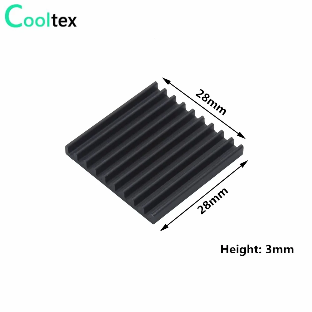 50pcs 28x28x3mm Black Aluminum Heatsink for Electronic Chip IC MOS With Thermal Conductive Tape