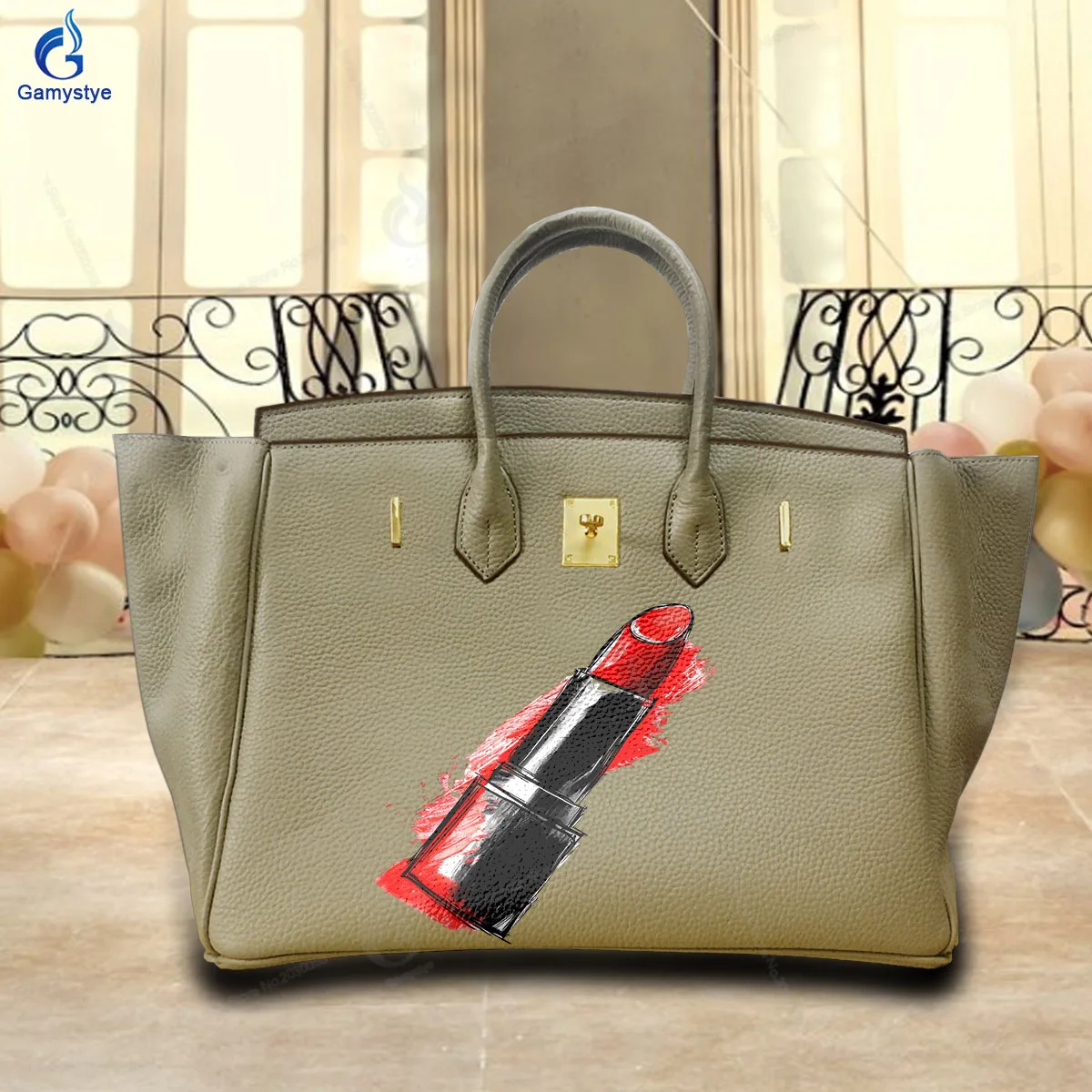 

Graffiti Artisc Printed Bags Lipstick print Top Layer Cowhide Leather Women'S Fashion Bags Luxury Designer Brands Messenger Bag
