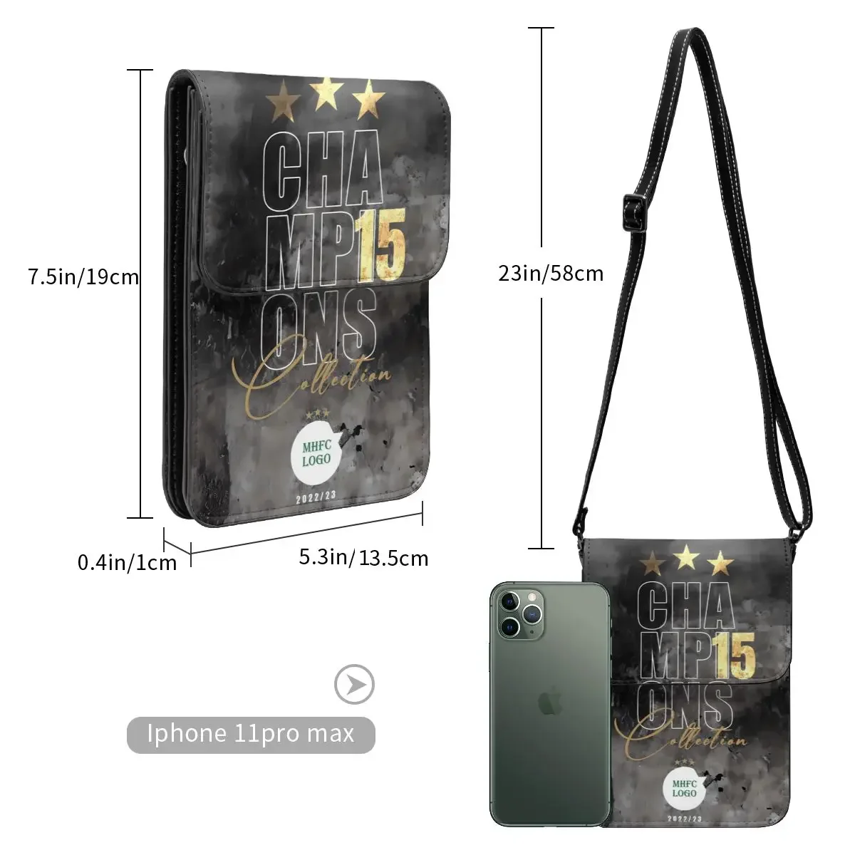 Maccabi MHFC Haifa Green Apes Carteira Crossbody Bolsa para Celular Bolsa de Ombro Bolsa para Celular Alça Ajustável