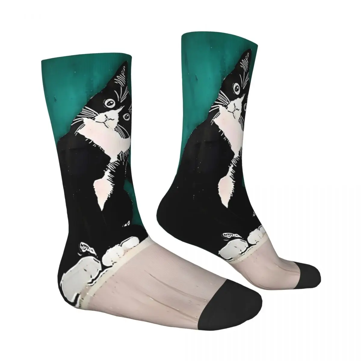 Black Cat On The Table Socks Male Mens Women Autumn Stockings Harajuku