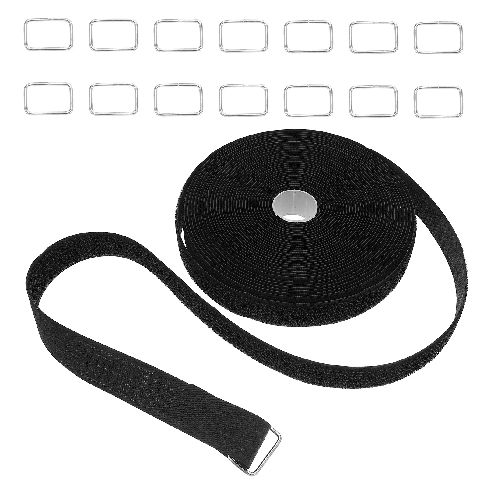 

1Set Hook Loop Tape Cable Strap Adjustable Nylon Fastening Tape 10M Black Reusable Cable Organizer Cord Management