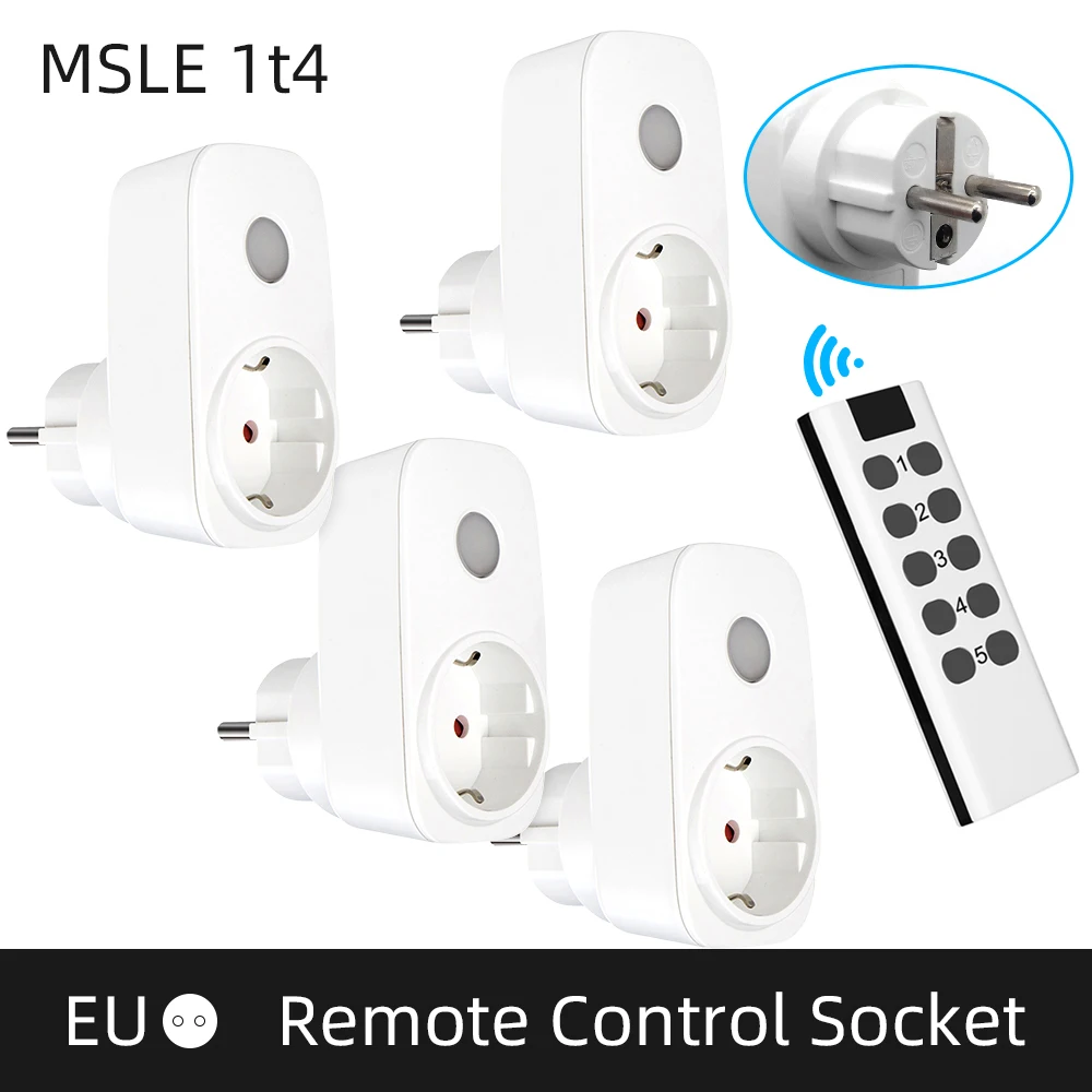 16A Power Plug 433Mhz Universal Remote Control EU French Smart Socket Outlet Programmable LED Light RF Switch For Home Assistant