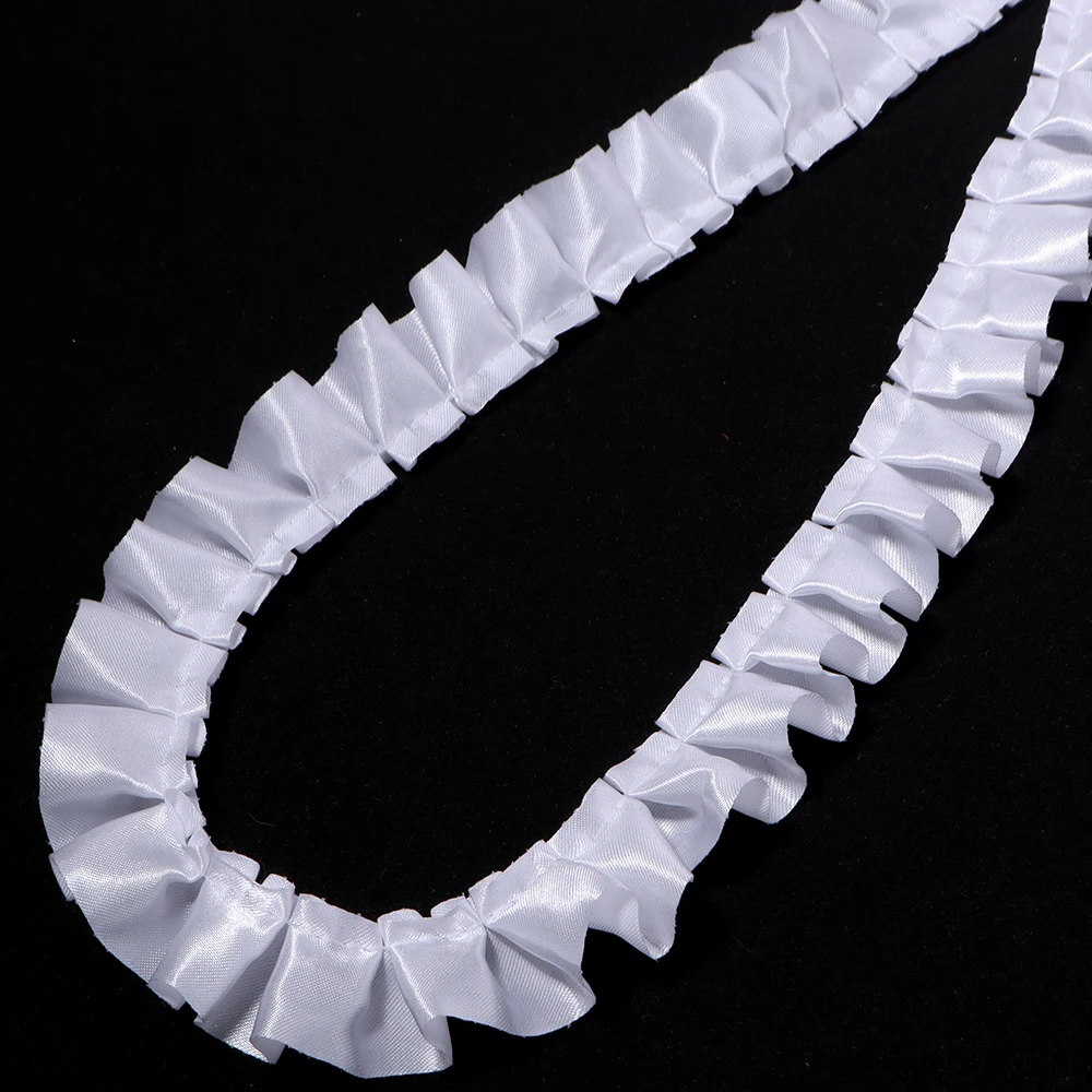 3 Yards 2,5 cm farbiges Satin-Plissee-Spitzenband mit Rüschenbesatz für Kleider, Kleidungsstücke, Nähen, Dekoration, DIY-Bastelarbeiten, Vorhänge, Taschen, Heimdekoration – Detail 16