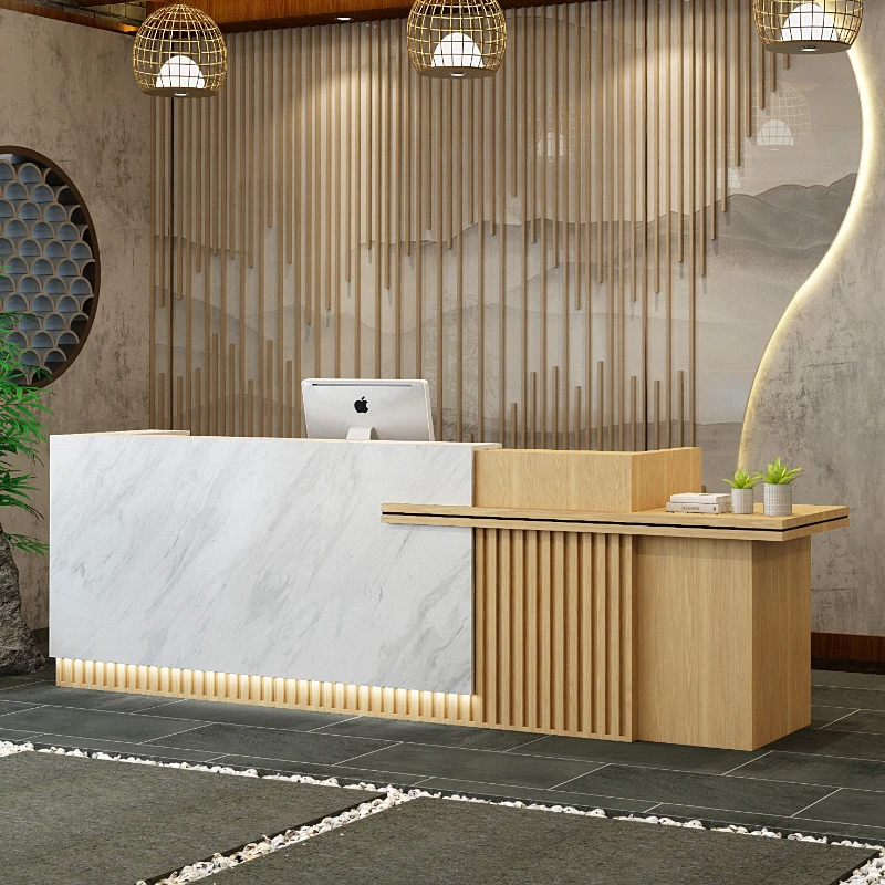 Training Institution Checkout Counters Modern Chinese-style Solid Wood Checkout Counters Company Reception Furniture Kassa JT40C