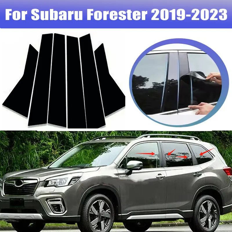 

6pcs For Subaru Forester 2019-2023 2020 2021 Window Trim Covers Center Film Column B C Pillar Posts Sticker Car Accessories