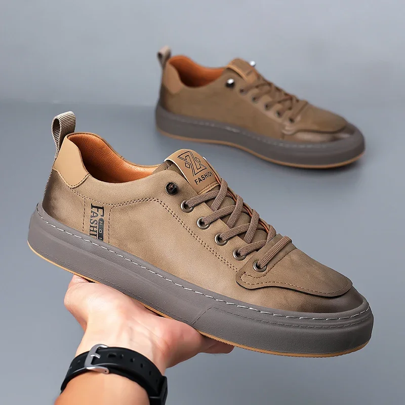 Fashion Trend Men Casual Leather Shoes 2024New Luxury Designers Casual Oxford Shoe Classic Lace-Up Antiskid Tenis Masculino Shoe