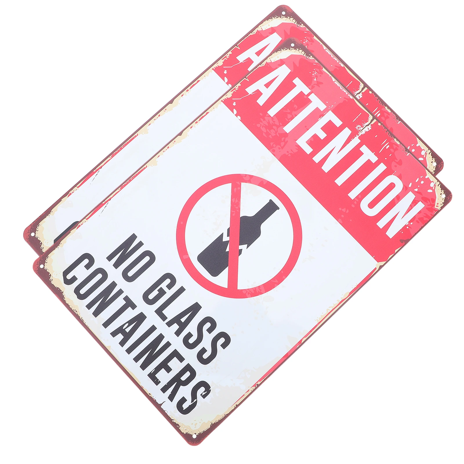 

2pcs Iron Pool Warning Signs No Glass Containers Sturdy Weather Resistant Outdoor Use Bold Visible for High Traffic