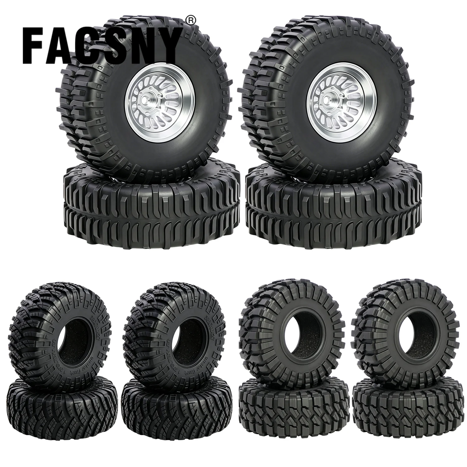 4 Stück 1,3" Gummireifen, Geländereifen, 69/70/72 mm, für 1/18 1/24 RC Crawler TRX4M Axial SCX24 FMS FCX24 Upgrade-Teile