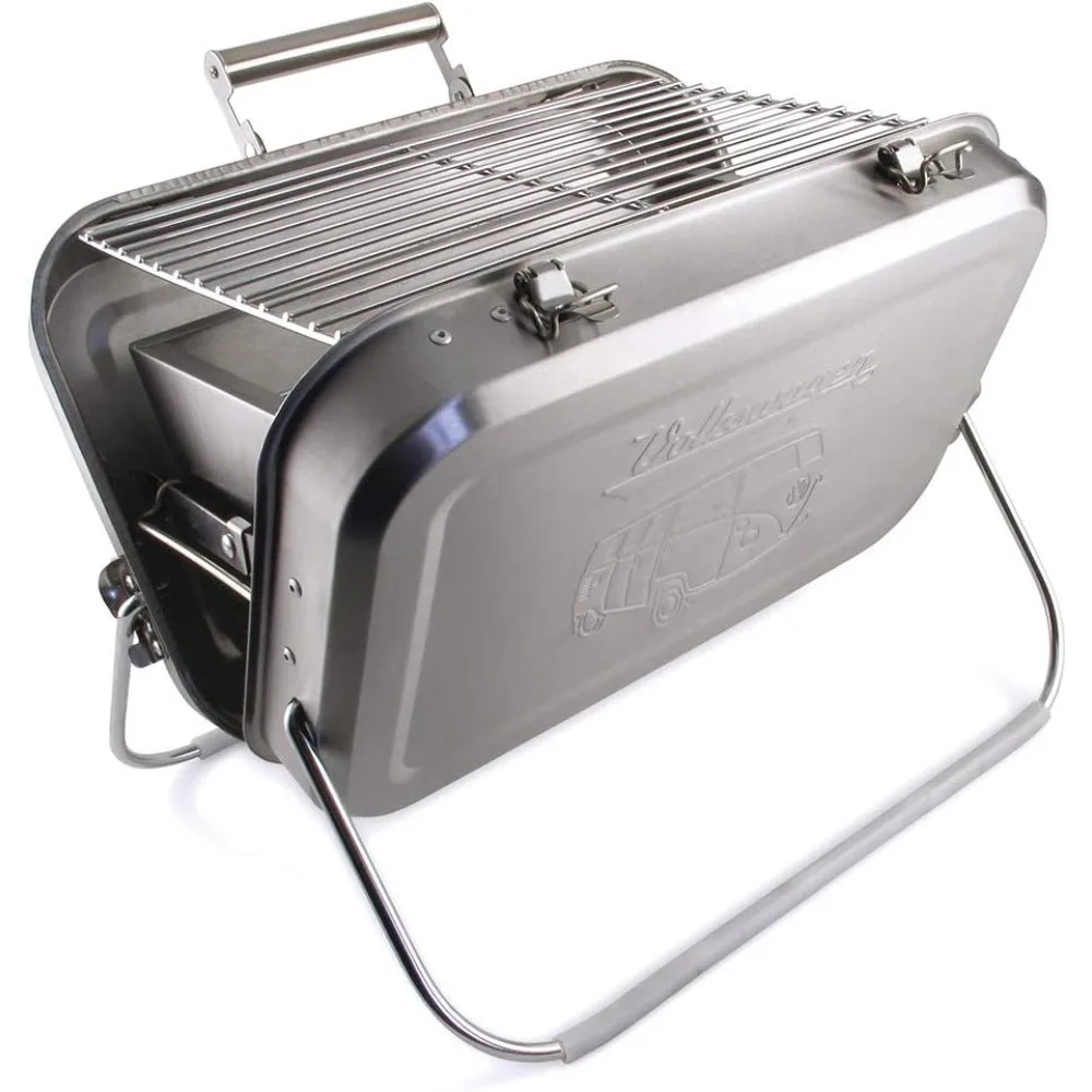 

VW Collection - Volkswagen Portable Suitcase Grill with Grill Grate, Charcoal Catcher & Stainless Steel Handle