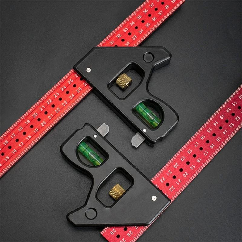 

Q2Q4 Multifunctional Carpenter's Combination Angles Ruler Metal Measuring Instrument for Accurate 90/45 Degree Angles Durable