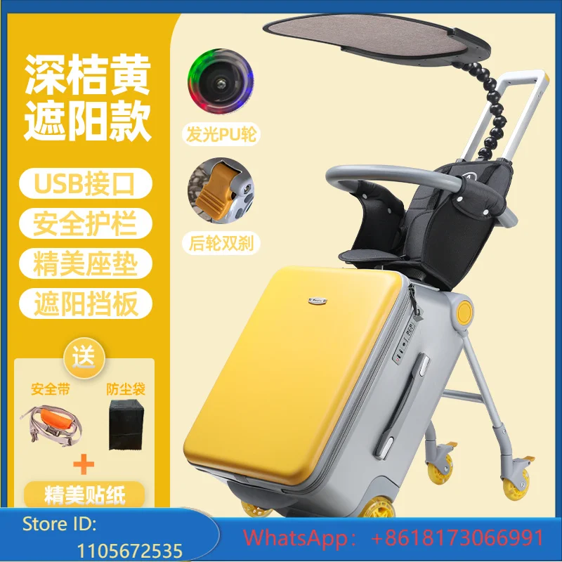 Gling Children Lazy Suitcase Children Can Sit and Ride Trolley Case Children Travel Boarding Suitcase