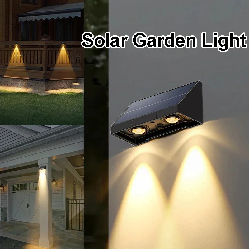 Solar Wall Lights 1/2/3 LED Lenses Fence Lights Solar Powered Waterproof Exterior House Number Lighting for Patio Balcony Sign