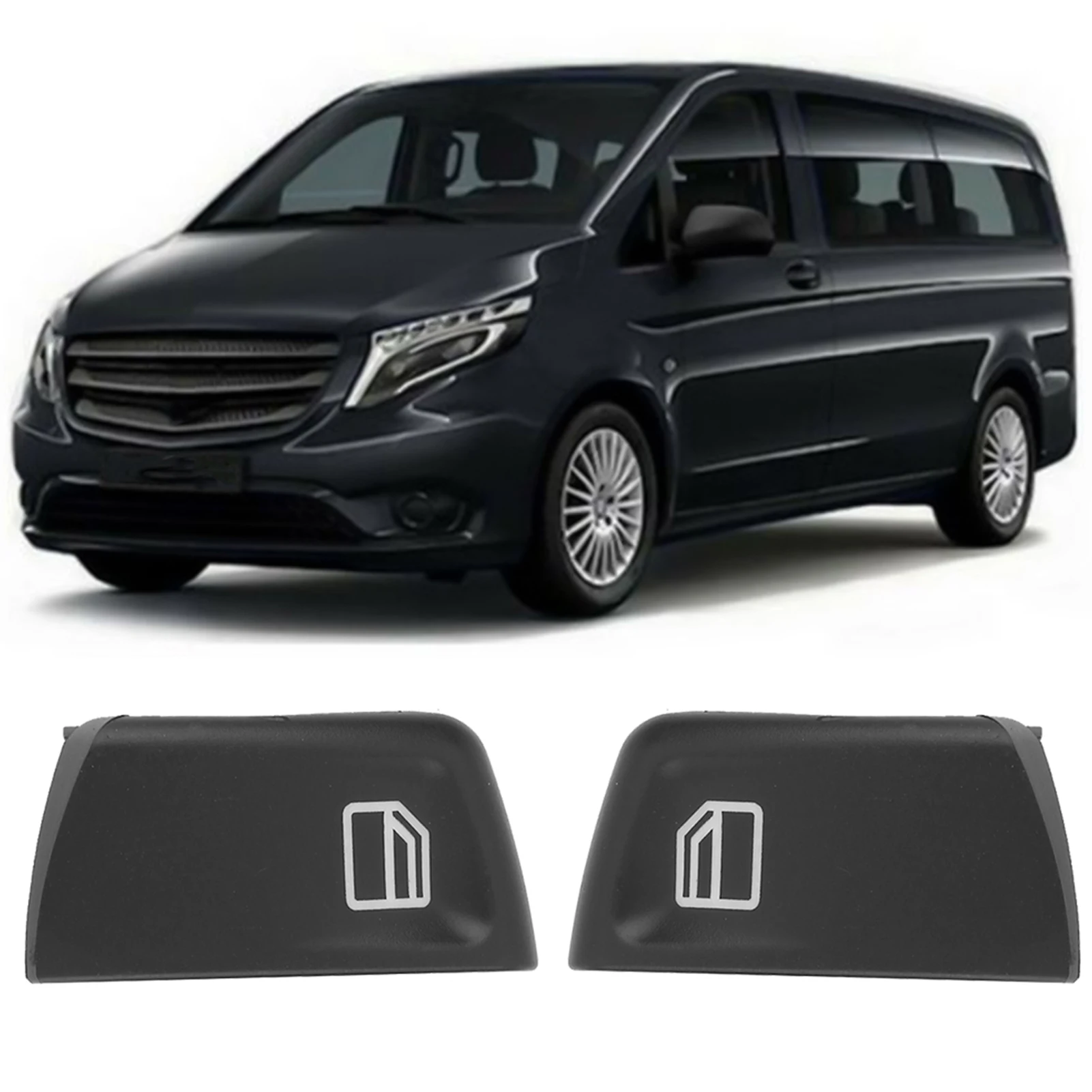 2pcs Car Window Switch Button Covers for Mercedes Vito Viano W639 Sprinter II 906 2003‑2013 807624374022