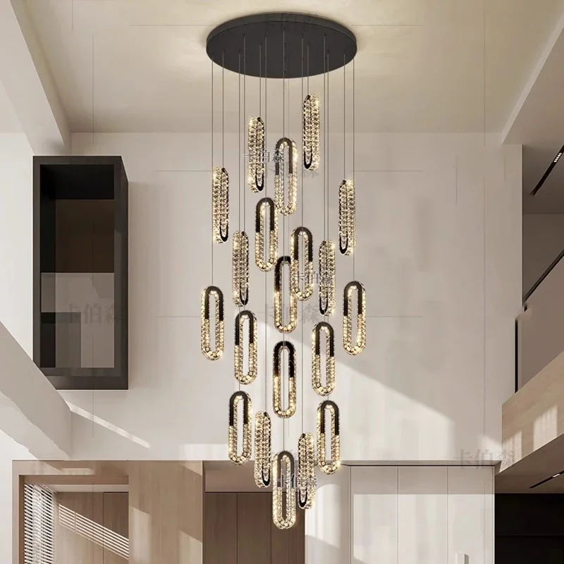 Modern home decoration crystal chandelier, stair Pendant lamp, living room Pendant lights, interior lighting