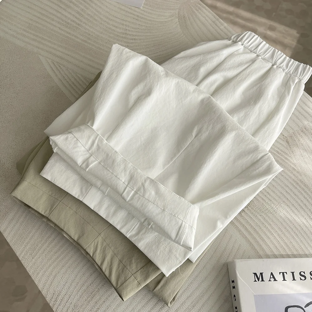 초편안 캐주얼 팬츠 루즈핏 허리밴드 다용도 슬림 와이드 레그 아빠바지 출퇴근 스타일 한국 버전 롱 팬츠