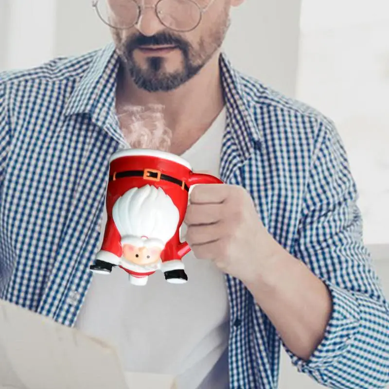 Милые рождественские чашки для кофе в виде Санта-Клауса с перевернутым снеговиком, керамические чашки с ручкой, креативные рождественские подарки, кружка для детей, друзей