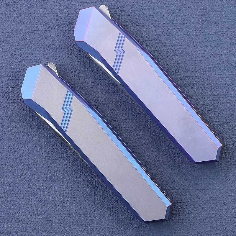 TBEKETEN Cuchillo táctico M390 damasco con mango titanio azul - imagen 2