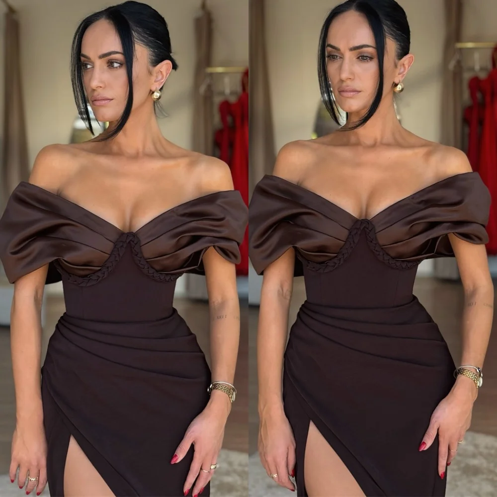 

Customized Elegant Jersey Evening Dresses Exquisite Off the Shoulder Homecoming Dress Temperament Special Occasion Gowns