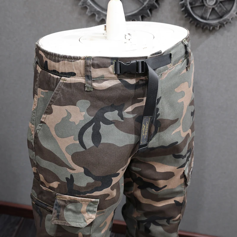 Y2K Street Fashion New Jeans, Washed, Nostalgic, Elastic, Slim Fit, Printed, Grass Green, Large Pocket Jeans, Designer Brand, H