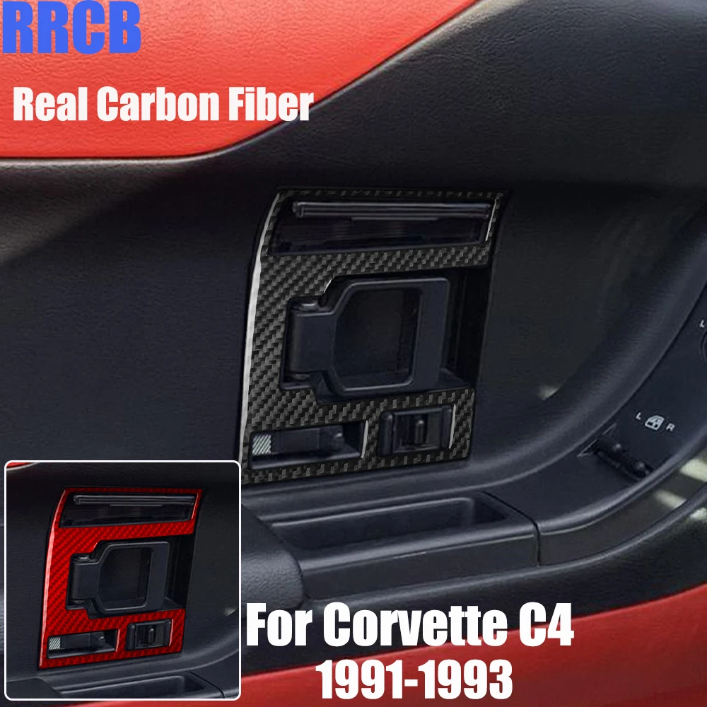 Real Carbon Fiber Car Accessories Door Handle Frame Decorative Trim Soft Cover Sticker For Chevrolet Corvette C4 1991 1992 1993