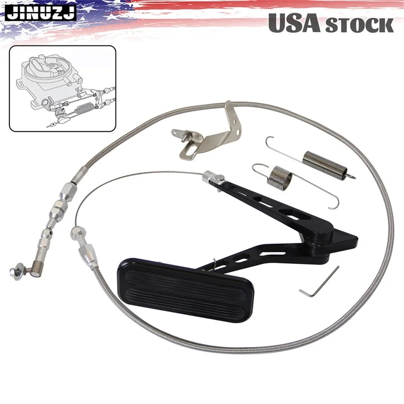 

Universal Gas Pedal +24" SS Throttle Cable Bracket Spring Kit Hot Rod Chevy Ford