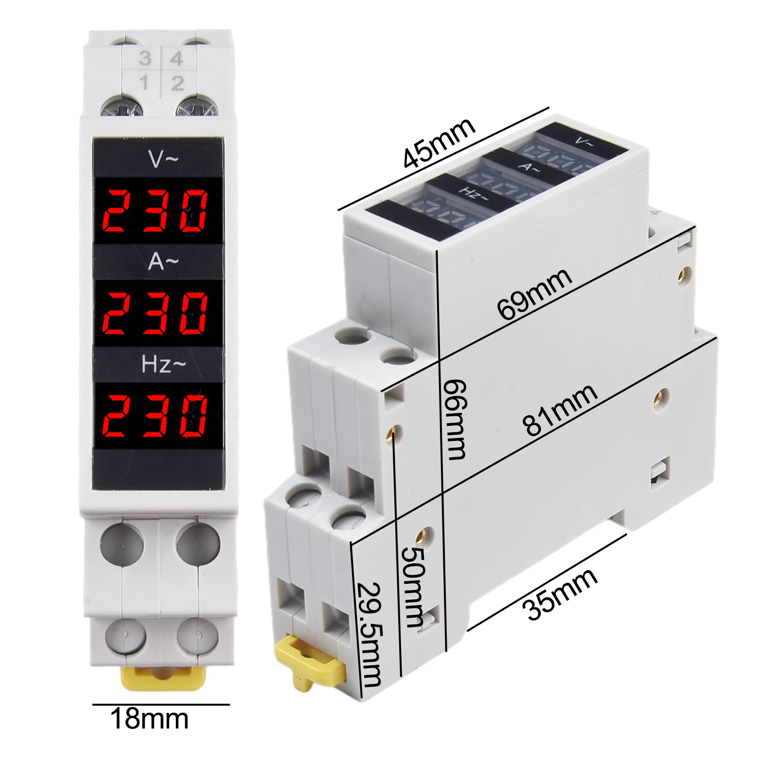 

AC80-500V метр цифровой вольтметр дисплей данных в реальном времени вольтметр AC V амперметр на DIN-рейку электрическая жизнь ≥15000 часов