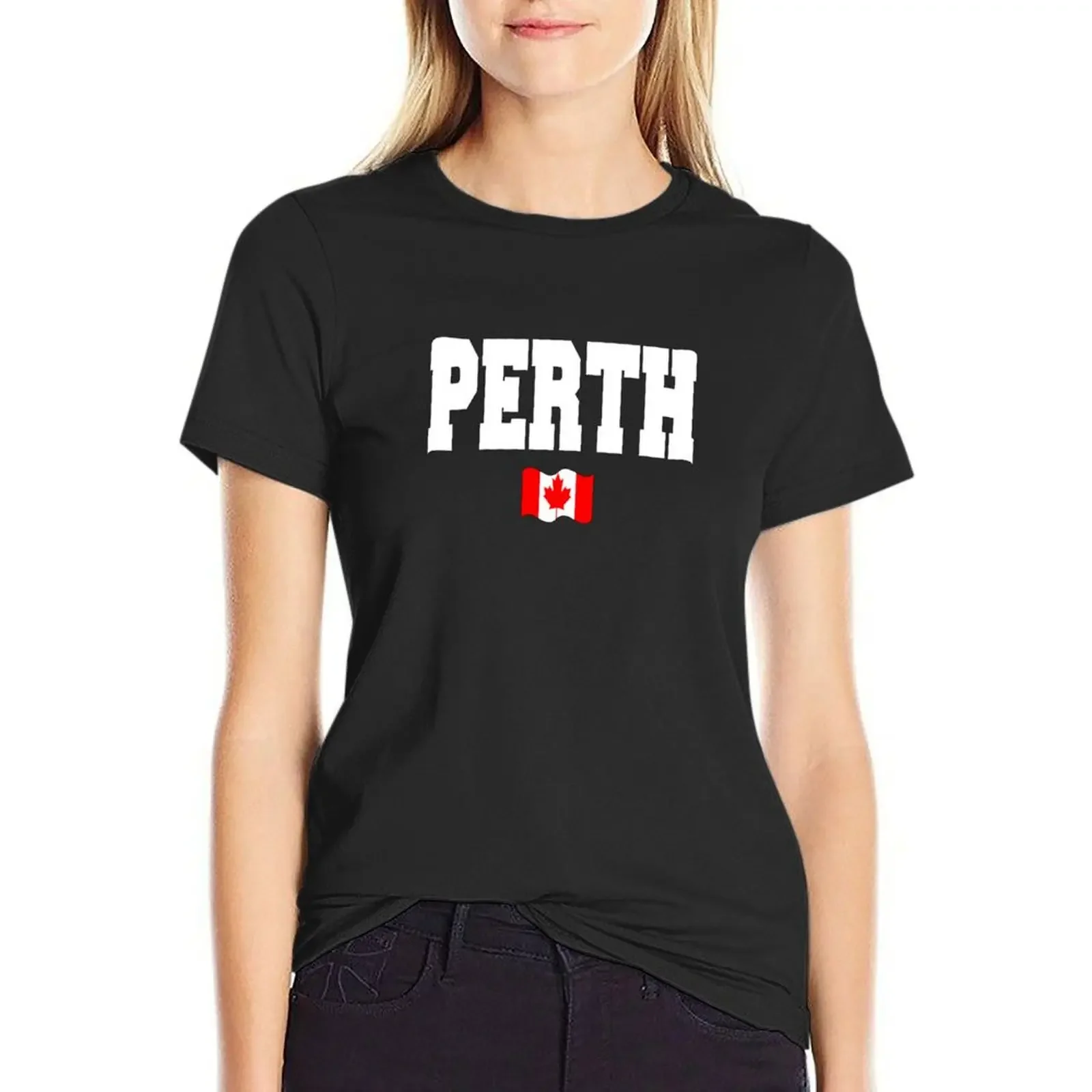 

Perth with Canadian flag T-Shirt funny vintage animal print shirt for girls clothes for Women