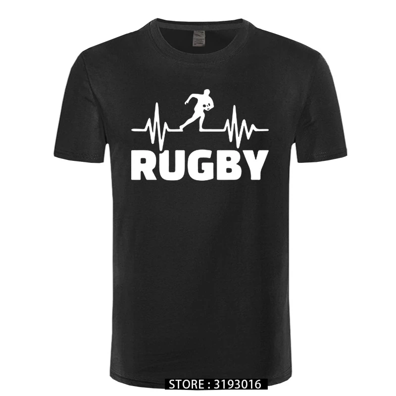 Heartbeat Of Rugbying T-shirts Men Summer Fashion Short Sleeve T Shirt Cotton Funny Printed Tops Sporting Mens Tee