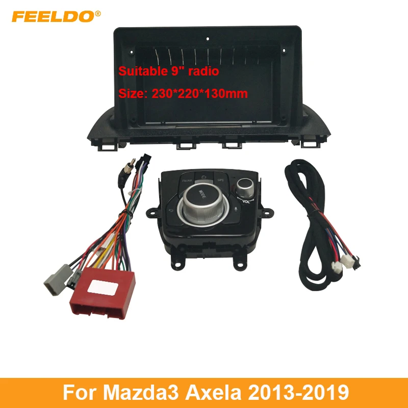 

FEELDO Car 2Din Fascia Frame Adapter & Audio Wiring Harness With Canbus Box For Mazda3 Axela 9" Big Screen Dash Panel Frame Kit