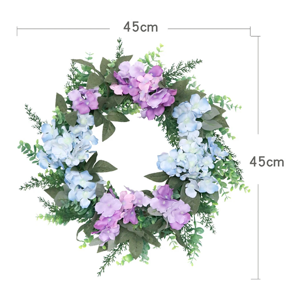 Spring Wreath Artificial Hydrangea Wreath for All Seasons Round Eucalyptus Wreath for Front Door Farmhouse Wall