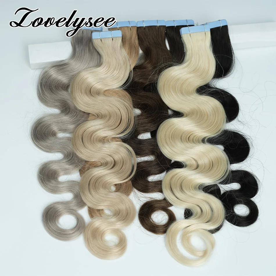 2g/pcs Body Wave Tape In Human Hair Extensions Brazilian Nature Color Remy Hair Skin Weft Adhesive Glue Tape In Hair Extensions