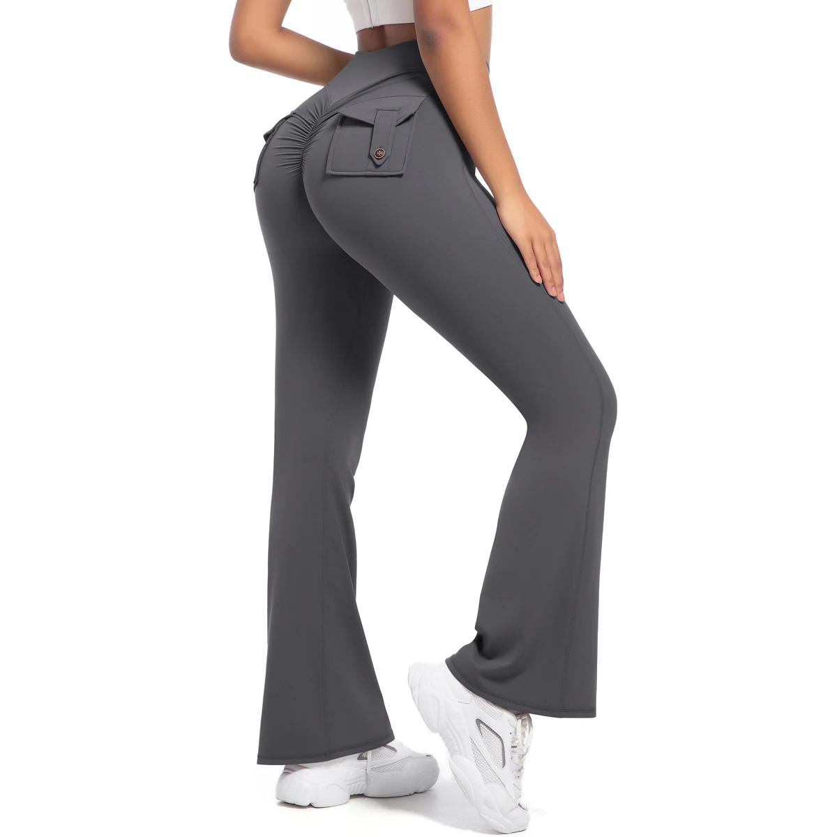 Femmes Flare poche Leggings taille haute Sport Yoga pantalon séchage rapide respirant Leggings tenue Fitness vêtements de Sport pantalon de Sport