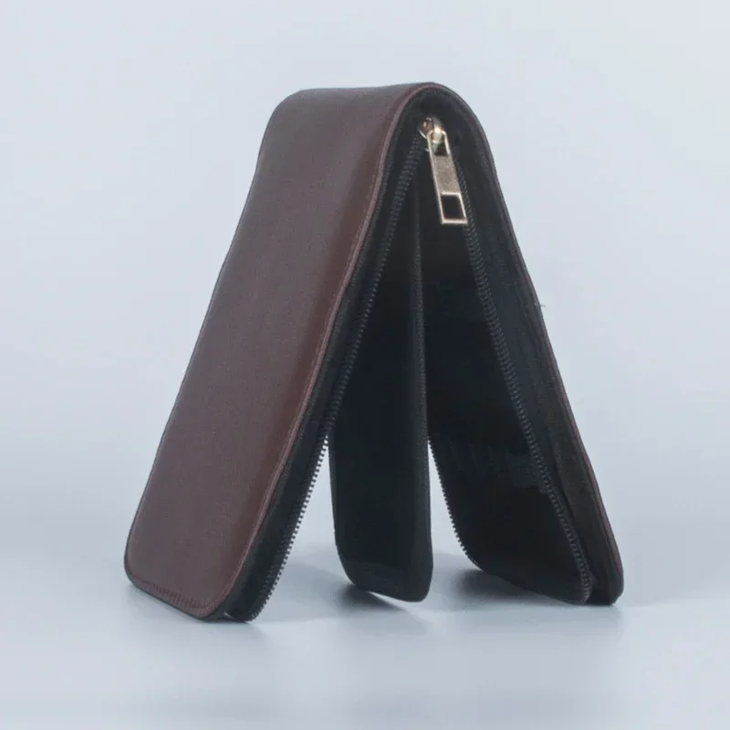 1 قطعة قلم أسود خاص أو قلم حبر كروي حافظة جلدية لـ 12 قلمًا فقط حقيبة تخزين مكتب رجال الأعمال