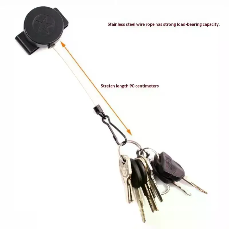 Retractable Anti Loss Keychain with Belt Clip Easy Pull High Strength Steel Wire Rope for Travel Hiking Outdoor