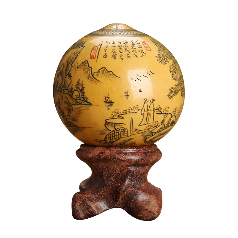 Wen play gourd needle punch carving microcarved egg gourd special-shaped gourd hand twist handle piece folk crafts collection